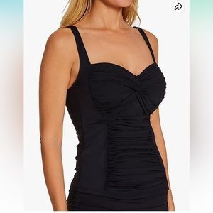 La Blanca Island Goddess Twist Bandeau Shirred Tankini Top